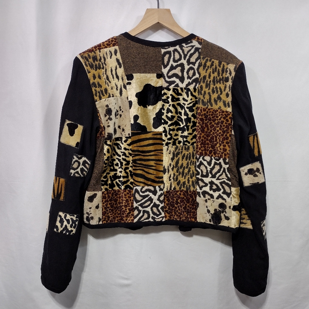 Vintage Stonebridge Animal Print Patchwork Jacket Womens M Boho Retro 90s Y2K - Picture 5 of 8